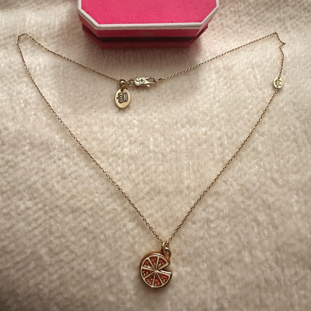 Juicy Couture Orange slice gold charm necklace with rhinestones